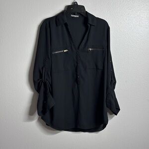Express Women Black Blouse Button Up Formal Size Small
